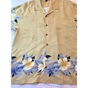 Tommy Bahama Mens Boho Beachy Coastal Floral 100%‎ Silk Button Up Shirt Size L